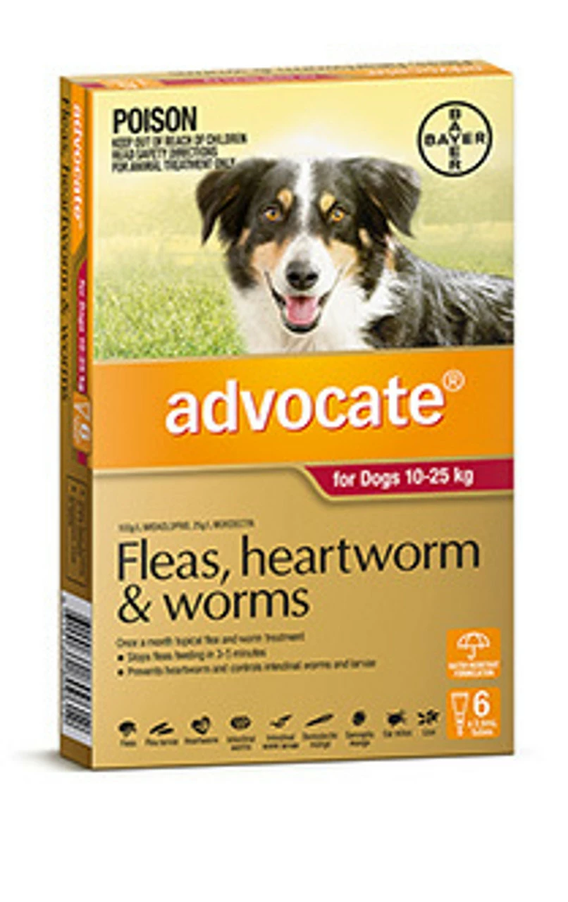 Bayer Advocate 10-25kg Large Red 6's 3 Bayer Advocate 10-25kg Large Red 6's
